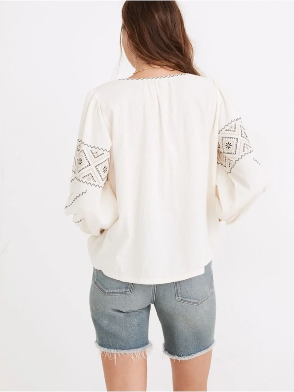 Madewell Embroidered Peasant Top, Antique Cream